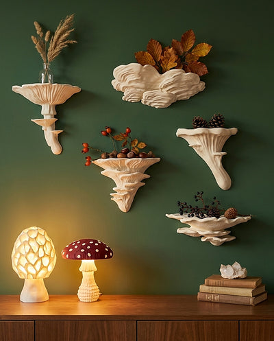 Mushroom Wall Shelf Set, 5-piece + Free Shelf